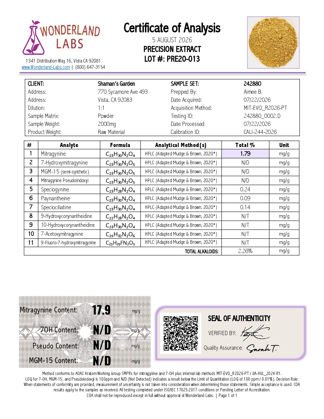 242880-Certificate-ID-2-of-4 - Shaman's Garden