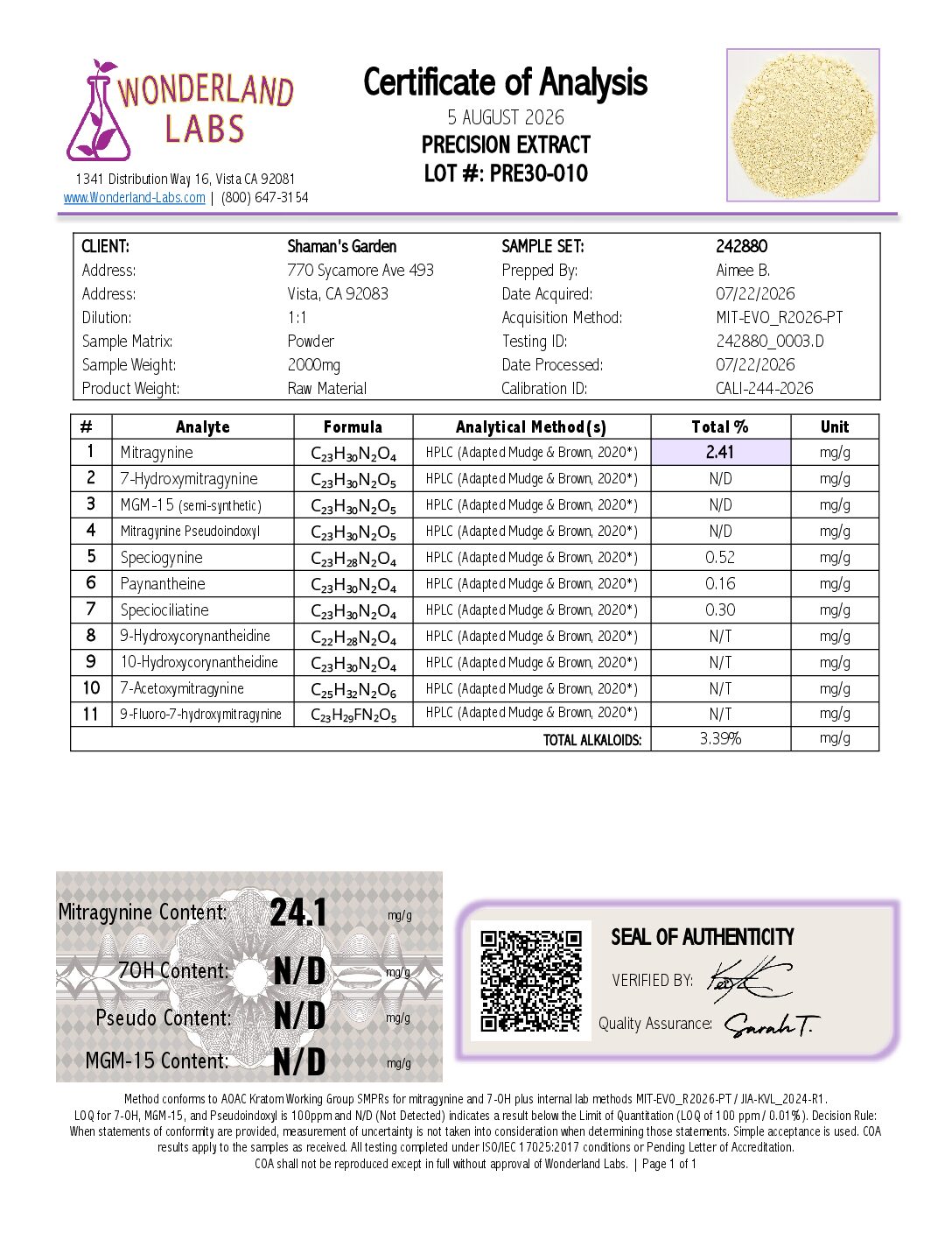 242880-Certificate-ID-3-of-4 - Shaman's Garden