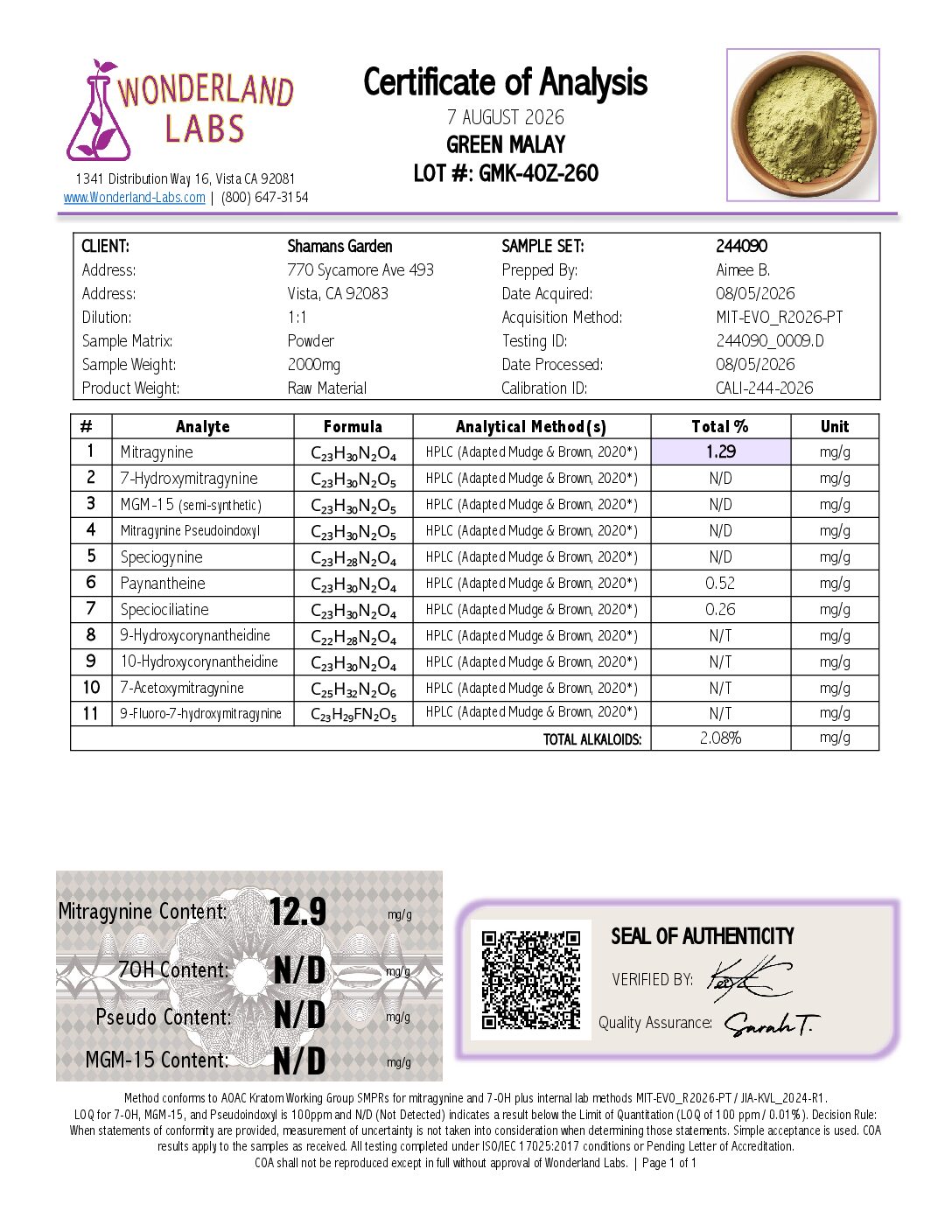 244090-Certificate-ID-18-of-36 - Shaman's Garden