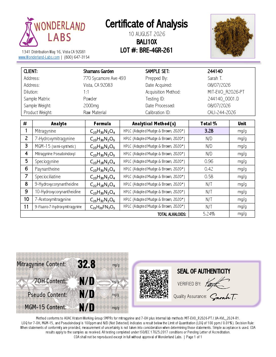 244140-Certificate-ID-1-of-12 - Shaman's Garden