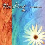 Cover art for 'Healing' by Anugama featuring an orange-to-teal blue abstract background with a white daisy motif